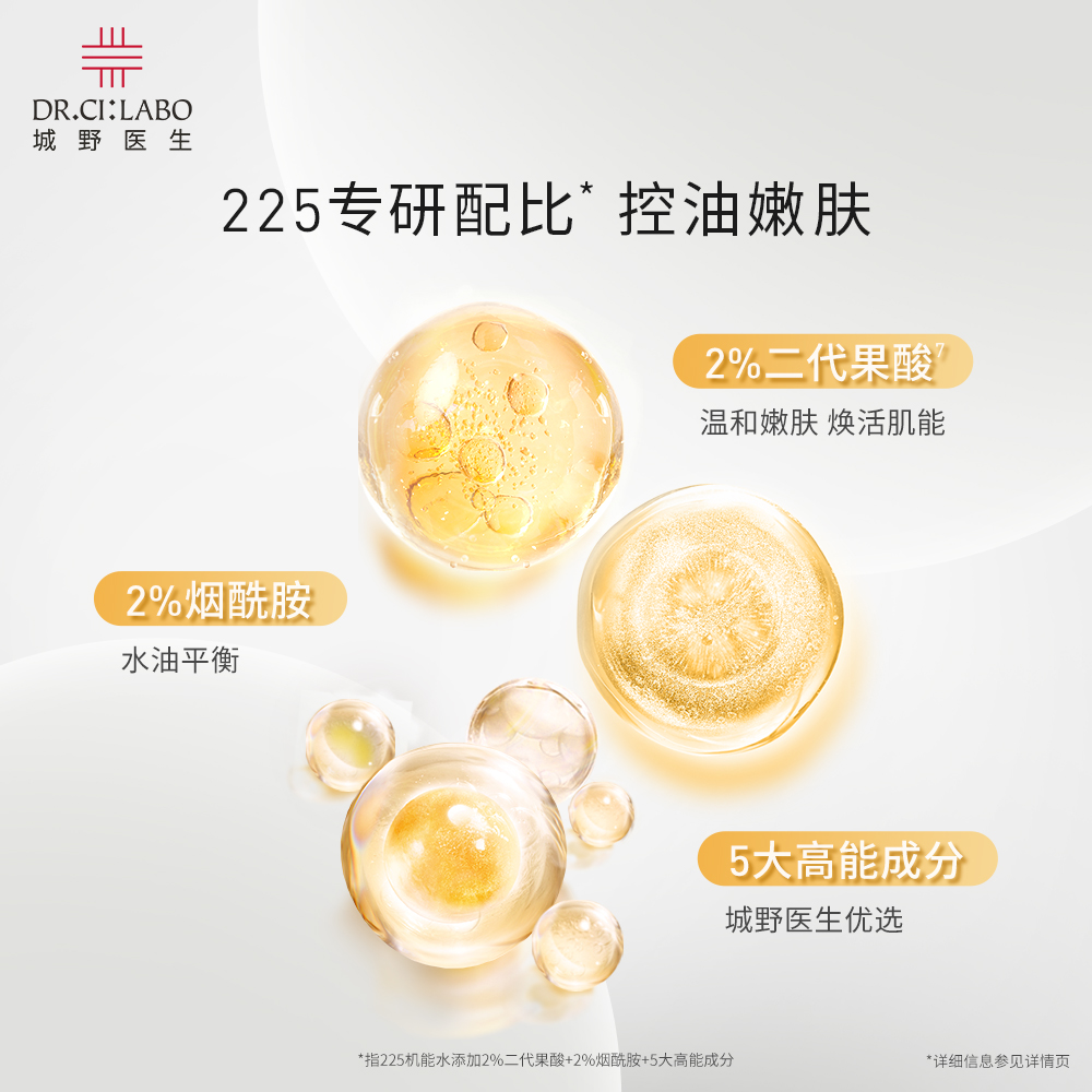 城野医生果酸精华水控油爽肤水焕亮225机能水女保湿补水收缩毛孔