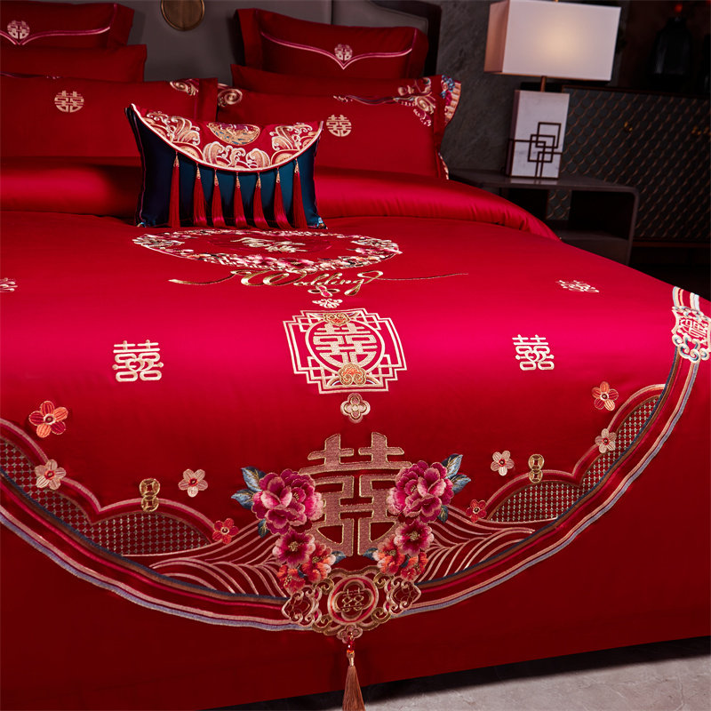 sholisa小林婚庆四件套纯棉六八十件套喜庆大红结婚刺绣床单被套,淘宝优惠券,粉丝福利购,淘宝优惠卷