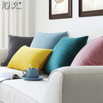 Lean back Goose Down Light Luxurious Pillow Headgear Hug Pillow Minima Large Backrest Cushion Living-room Velvet Pure Color Sofa Cushions