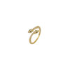Korean style double-headed snake-shaped open ring with diamonds