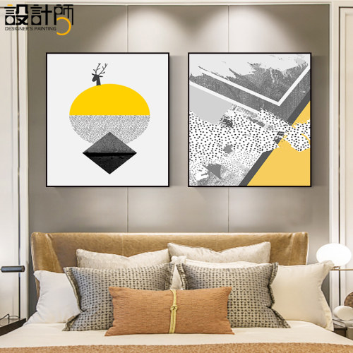 卧室装饰画北欧主卧床头画房间壁画墙画现代简约酒店宾馆客房挂画 - 图0