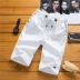 Quần short cotton nam năm xu hướng lỏng lẻo mùa hè quần thể thao bãi biển quần lớn quần nam cắt quần - Quần short quần áo nam cao cấp Quần short