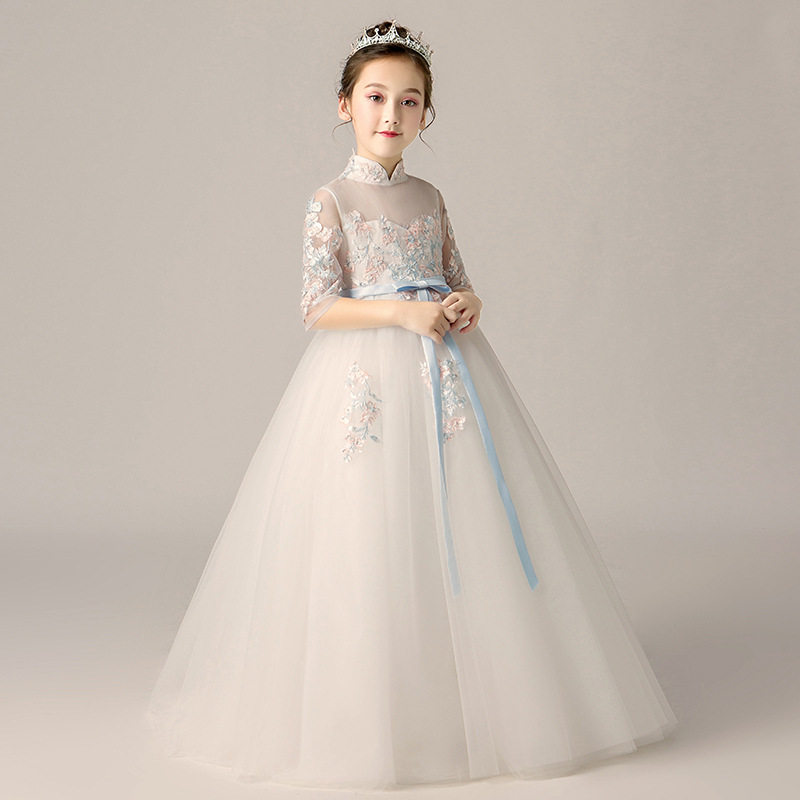 小花童女童蓬蓬纱钢琴表演服公主裙 佐曼琳连衣裙