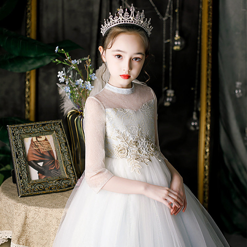 儿童公主裙女童蓬蓬纱花童演出服 佐曼琳连衣裙