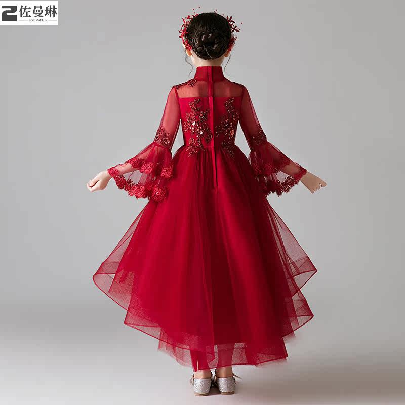 花童长袖儿童婚纱女孩生日演出服 佐曼琳连衣裙