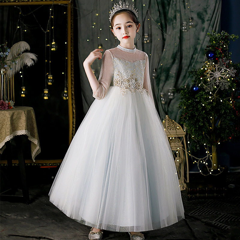 儿童公主裙女童蓬蓬纱花童演出服 佐曼琳连衣裙