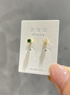 琪娅拉新款简约百搭925纯银闪亮方锆圆圈耳扣~约15.5mm