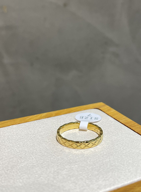 主播自留小众菱纹格纹保色钛钢波浪边闭口戒指指环~宽度约3.1mm