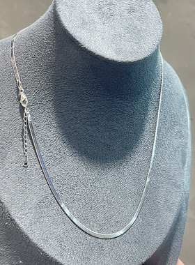 琪娅拉s925通体纯银宽2.2mm扁蛇骨链项链