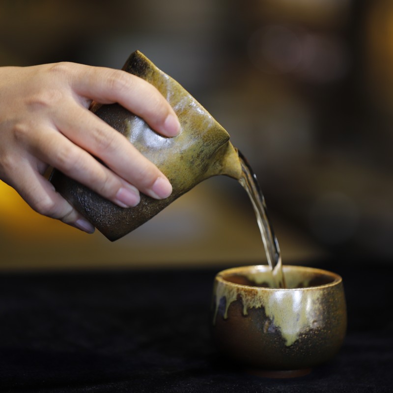 通红古法柴烧窑公道杯分茶器功夫茶具配件细陶古法茶海泡茶均分杯_虎窝淘