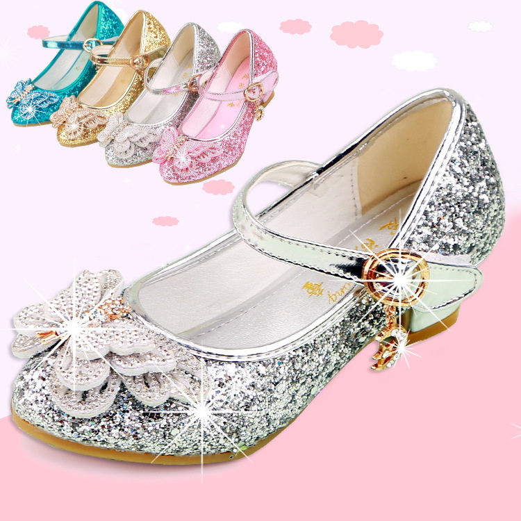 2025新款水钻蝴蝶结女童高跟公主单鞋儿童学生婚纱礼服演出水晶鞋,淘宝优惠券,粉丝福利购,淘宝优惠卷