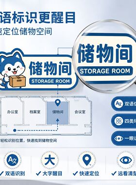 卡通哈士奇储物间办公室