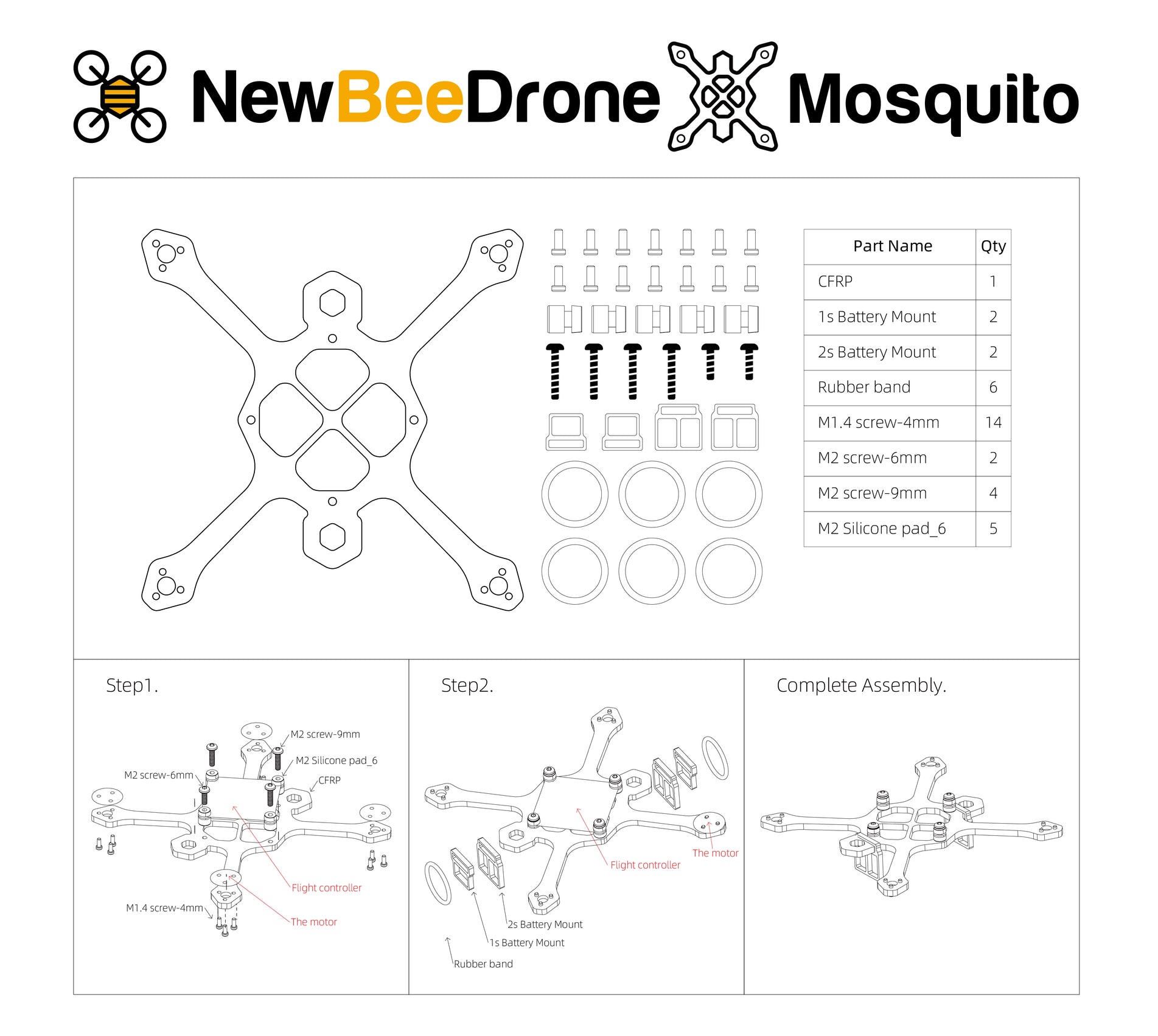 NewBeeDrone Mosquito蚊子机架78mm超轻穿越机机架室内竞速适配-图2