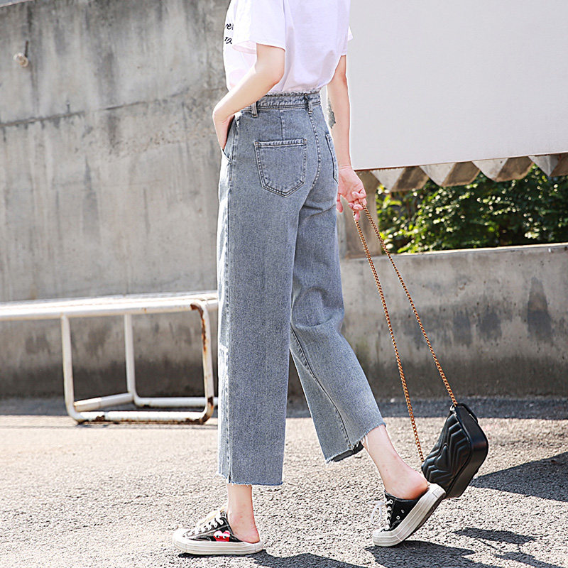 泫雅2020春夏新款高腰垂感牛仔裤 pstylejeans牛仔裤