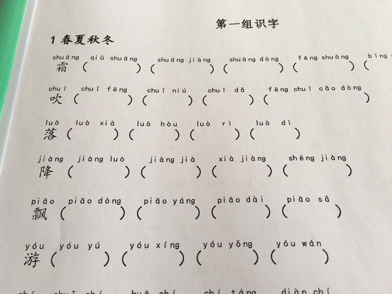 新人教版一年级下册语文生字注音组词 拼拼音写词语专项练习本