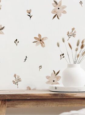 Boho Style Flowers Leaves Watercolor Wall Sticker Nursery Vi