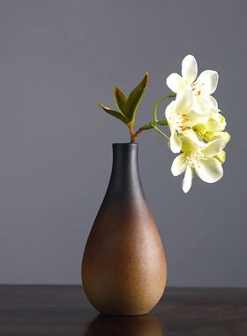 Chinese Retro Zen Vase for Tabletop Decoration, Ceramic Flow