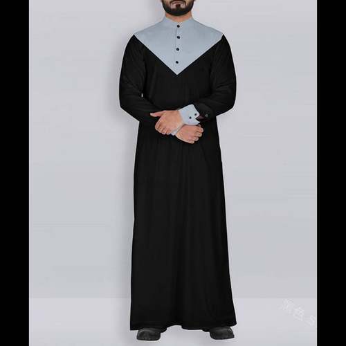 Casual Men's National Costume Stand Collar Long Sleeve Butto - 图0