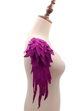 1Pair Embroidery Angel Wing Applique Sewing Flower Collar Pa