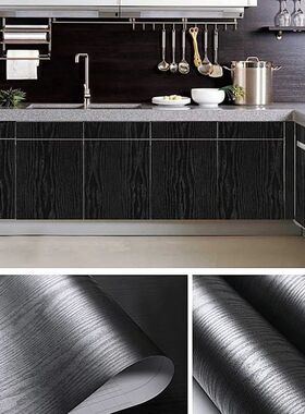 Black Wood Wallpaper - 23.6 Inch Peel and Stick Self Adhesiv