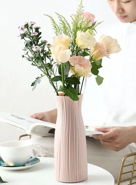 Plastic Vase Home for Decoration White Imitation Ceramic Flo