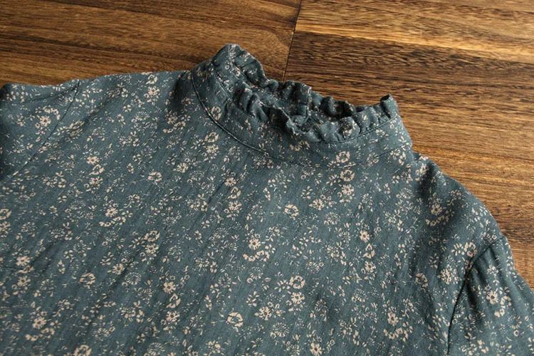 5807 Spring Women Blouse Vintage Stand Collar Japan Style Lo - 图3