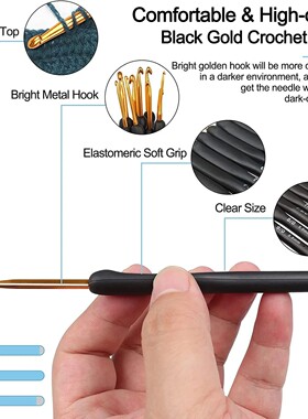 9Pcs Black Crochet Hooks Needles for Arthritic Hands 2.0-6.0