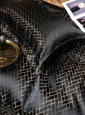 4/6Pcs Luxury Black Gold Yarndyed Jacquard Egyptian Cotton S
