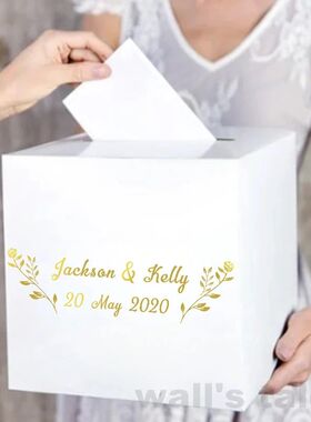 Wedding Cards and Gifts Box Vinyl Sticker Personalized Names