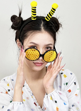 搞怪可爱卡通小蜜蜂眼镜发箍墨镜