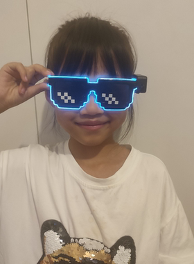 LED发光眼镜儿童马赛克墨镜表演