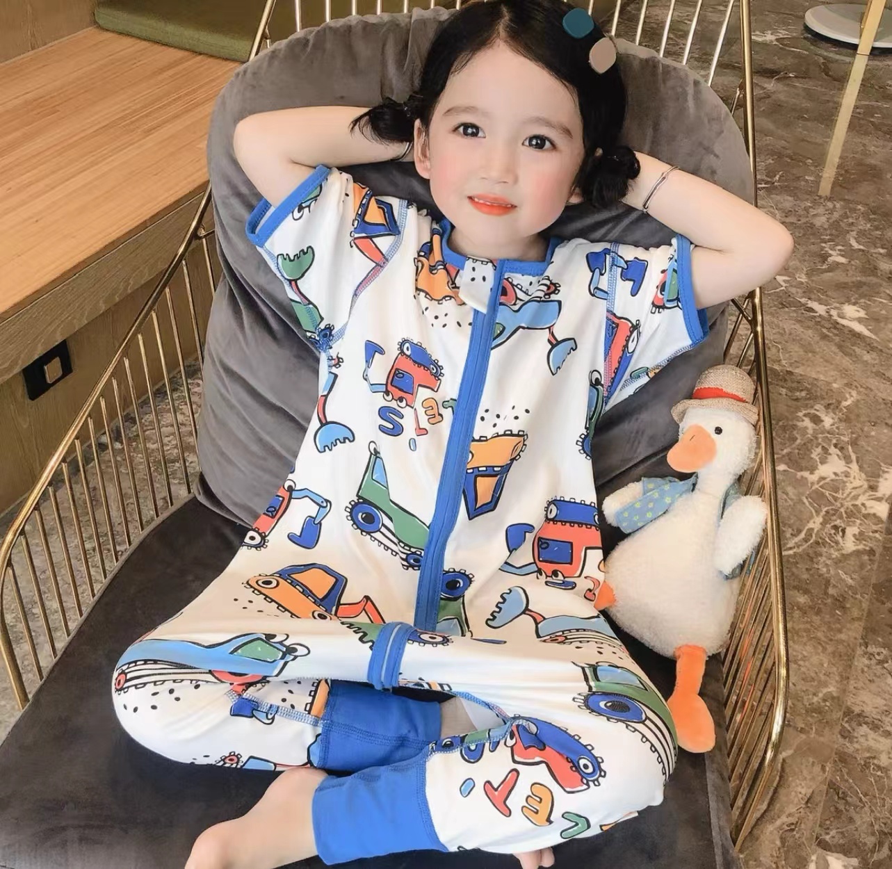 儿童连体睡衣男童夏季纯棉薄款空调服防踢连身衣女孩宝宝短袖爬服,淘宝优惠券,粉丝福利购,淘宝优惠卷