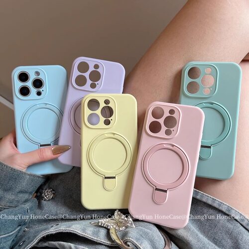 磁吸支架苹果16液态硅胶手机壳iPhone15pro防摔14耐脏13简约12软适用iphone14磨砂13pro高级感plus男女保护套 - 图0