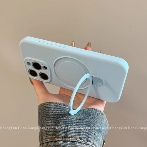 磁吸支架苹果16液态硅胶手机壳iPhone15pro防摔14耐脏13简约12软适用iphone14磨砂13pro高级感plus男女保护套 - 图2