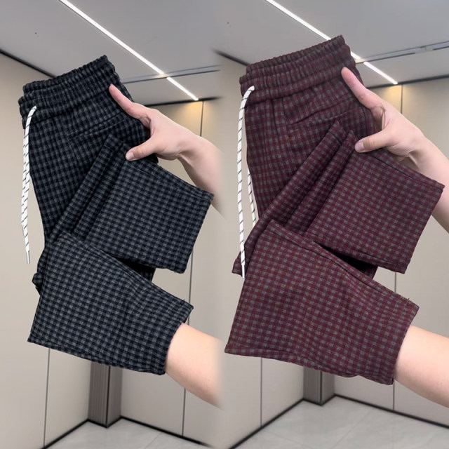 ກາງເກງ plaid ກາງເກງຂອງແມ່ຍິງພາກຮຽນ spring ແລະດູໃບໄມ້ລົ່ນແບບໃຫມ່ pants ຊື່