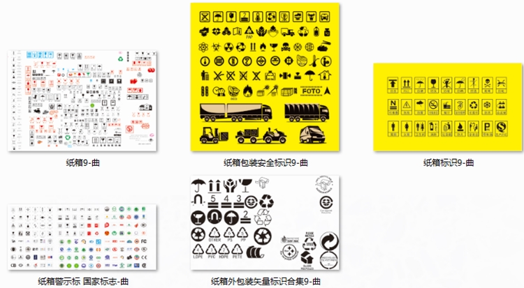 纸箱外包装矢量CDR安全标识运输警示标志AI图标库设计素材 EA516 - 图1