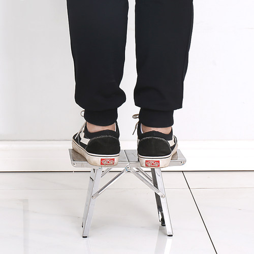 不锈钢折叠凳子便携式家用矮凳户外休闲马扎钓鱼凳金属加厚小板凳 - 图3