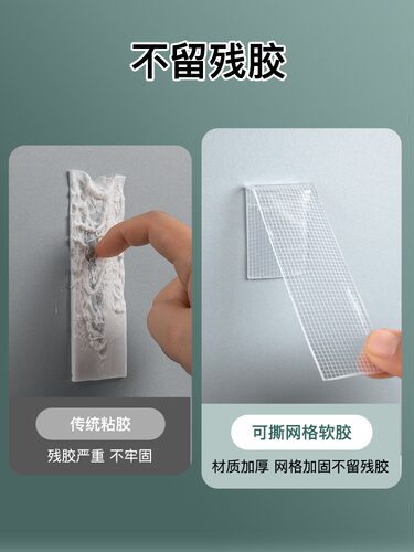 得力网格纳米双面胶透明纳米胶高粘度强力固定贴春联专用布基胶带易撕贴对联胶双面贴防水墙面汽车用不易留痕-图1