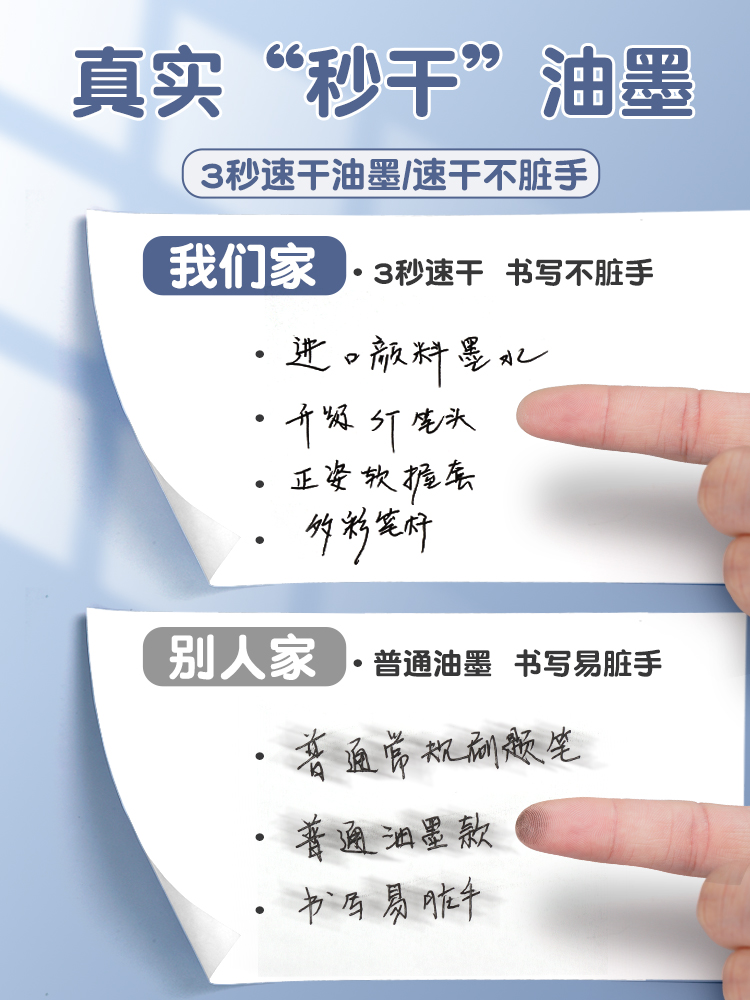 得力按动中性笔s60-b签字笔速干尖锥头黑色水性笔圆珠笔签字笔红色碳素笔按压式学生专用书写顺滑不断墨 - 图0