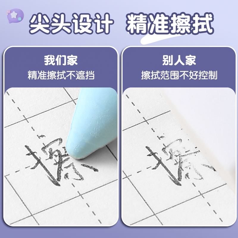 得力超大洞洞橡皮小学生专用儿童像皮擦安全无毒学生无屑大象皮像笔檫美术生幼儿园学习文具用品擦字成条可爱 - 图1