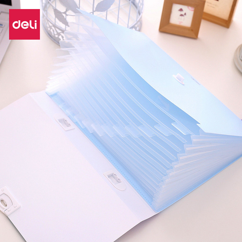 得力文件夹多层学生用分类资料册卷子收纳盒a