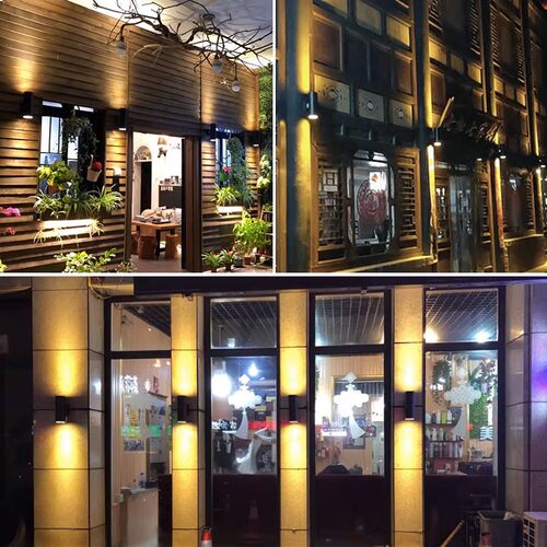 LED户外方形壁灯过道别墅现代阳台门柱酒店外墙壁灯防水双头射灯 - 图1