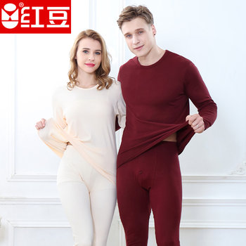 Hongdou ຜູ້ຊາຍແລະແມ່ຍິງໄວຫນຸ່ມຜ້າຝ້າຍບໍລິສຸດ Combed ຝ້າຍດູໃບໄມ້ລົ່ນເຄື່ອງນຸ່ງຫົ່ມແລະດູໃບໄມ້ລົ່ນ Pants ບາງອົບອຸ່ນສີດໍາແລະສີແດງ Zodiac ປີຊຸດ underwear