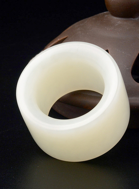 天然新疆和田玉白玉玉戒指a货