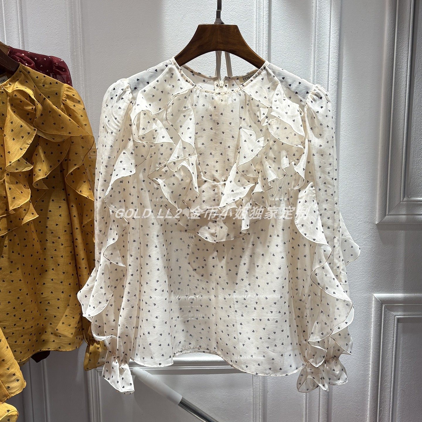 南油2026春季新品女装荷叶边圆领泡泡长袖衬衫高级法式小爱心上衣,淘宝优惠券,粉丝福利购,淘宝优惠卷