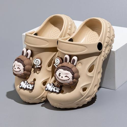 拉布布儿童洞洞鞋男女童夏天卡通包头户外防滑凉拖鞋宝宝沙滩鞋夏 - 图1