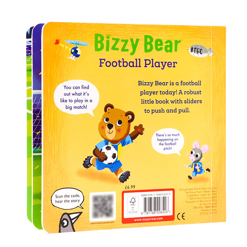 儿童英文绘本纸板书 Bizzy Bear Football Player忙碌的小熊机关操作书小熊很忙系列足球运动员边玩边学儿童英语绘本启蒙认知早教-图0