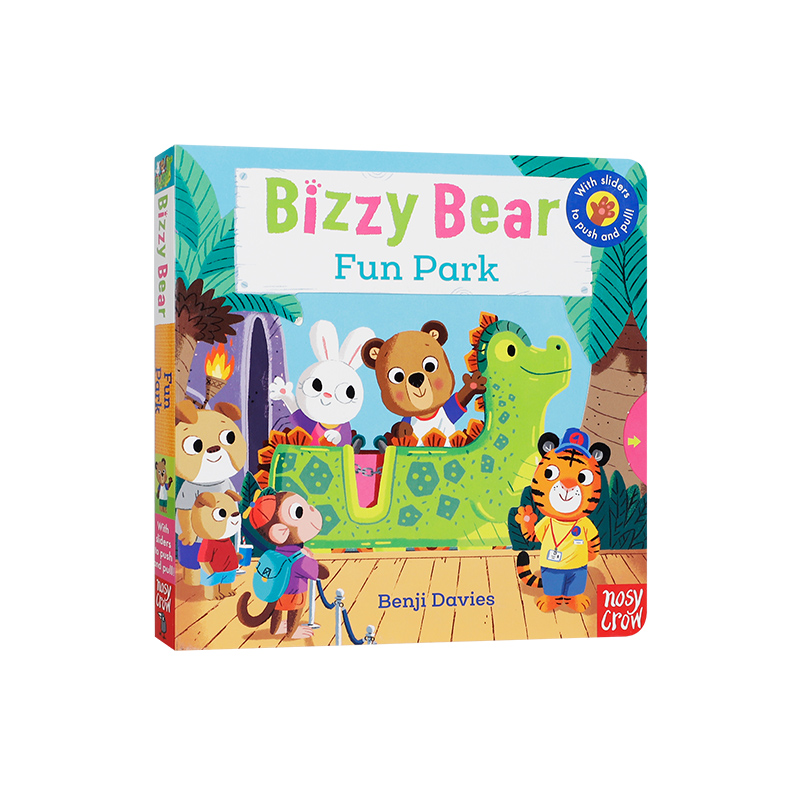 儿童英文绘本纸板书 小熊很忙系列 Bizzy Bear Fun Park 忙碌小熊 趣味公园 Nosy Crow 幼儿启蒙英语绘本宝宝撕不烂抽拉机关书 - 图3