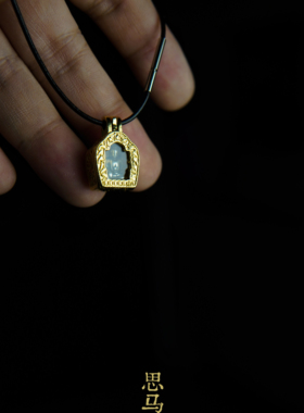 指甲盖·如意茴纹镀金银嘎乌盒·天铁迷你药师佛·护佑项链吊坠