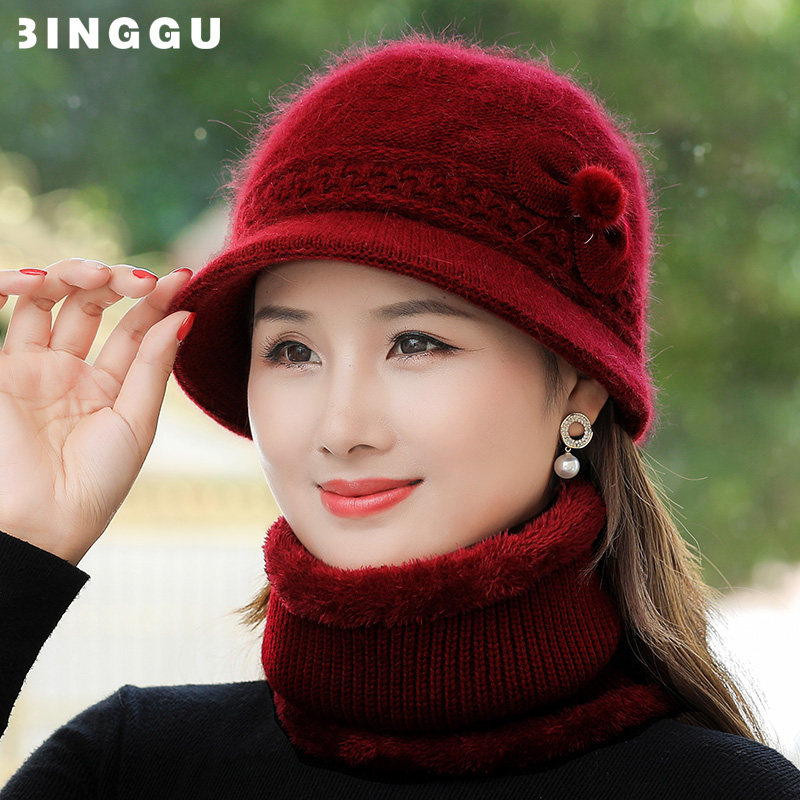 中老年人帽子女秋冬保暖针织毛线帽冬季新款老人妈妈奶奶老太太帽